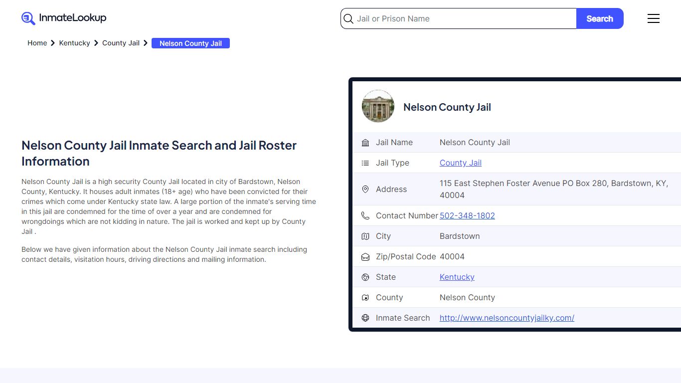 Nelson County Jail Inmate Search and Jail Roster Information